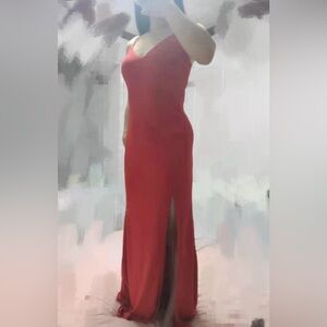 Red Long Prom Dresses, Split Mermaid Evening Gown